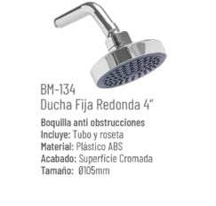 Cabezal Ducha / Regadera Redonda C/Tubo Serie Economica Abs Linea Boumac Ref.Bm-134 /000369 Marca Bm