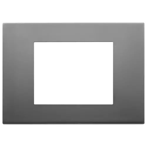 Placa 3 Modulos Centrales Metal Color Acero Satin Serie Linea Ref. 30653.72 Marca Vimar